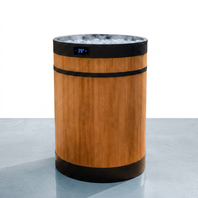 Cold Plunge Barrel Designed for Full Recovery, Pacific Cedar Construction, Insulated PVC Interior, Compact Vertical Design