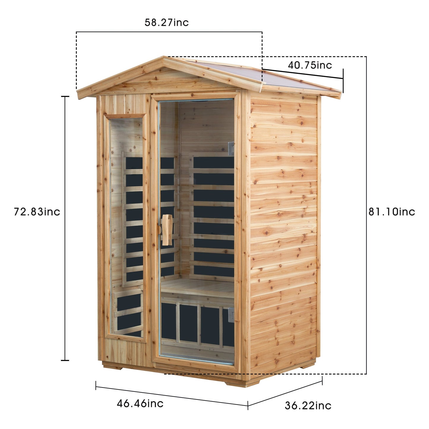 2-Person Outdoor Far Infrared Sauna – Solid Old Fir Wood | Bluetooth Audio | 120V