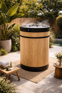 Cold Plunge Barrel Designed for Full Recovery, Pacific Cedar Construction, Insulated PVC Interior, Compact Vertical Design