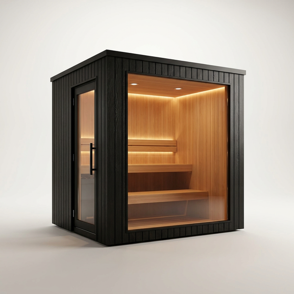 Outdoor Sauna Cabin Designed for Backyard Wellness, Scandinavian Style, Weather-Resistant, Modular Design