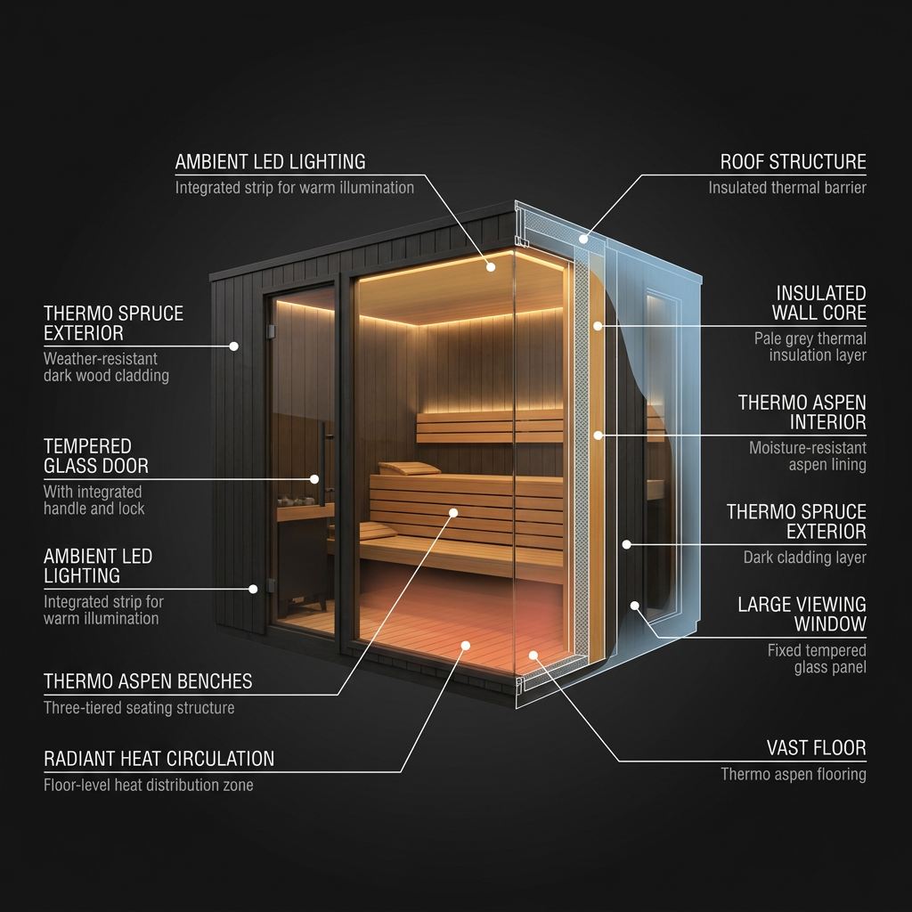 ThermaSol Nordic Misty Outdoor Lounge Medium Sauna Cabin (SAK57649) — How It Works