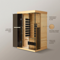 Thermora Valen Luxury 2000W 2-Person Low EMF FAR Infrared Heat Wood Home Personal Spa Sauna W/ Panoramic Tempered Glass (SAK27481) — infographic
