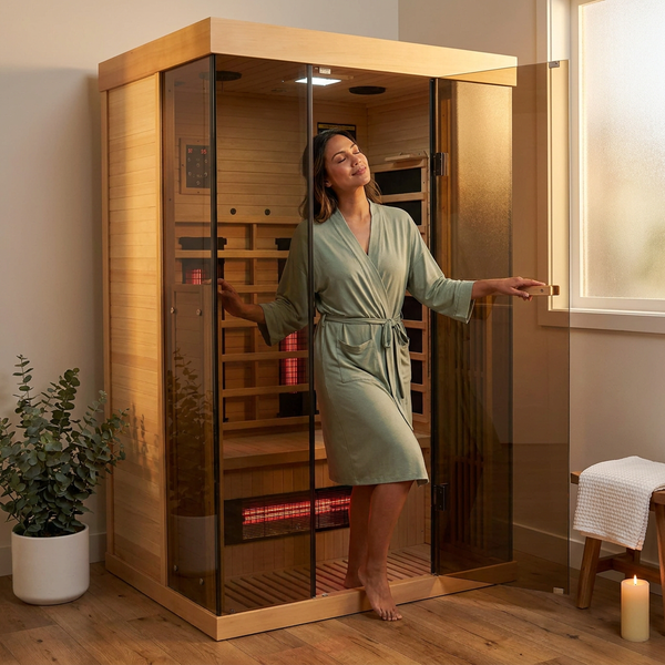 Infrared Sauna Built for Daily Wellness, 2000W Heat, Low EMF Design, Panoramic Glass View