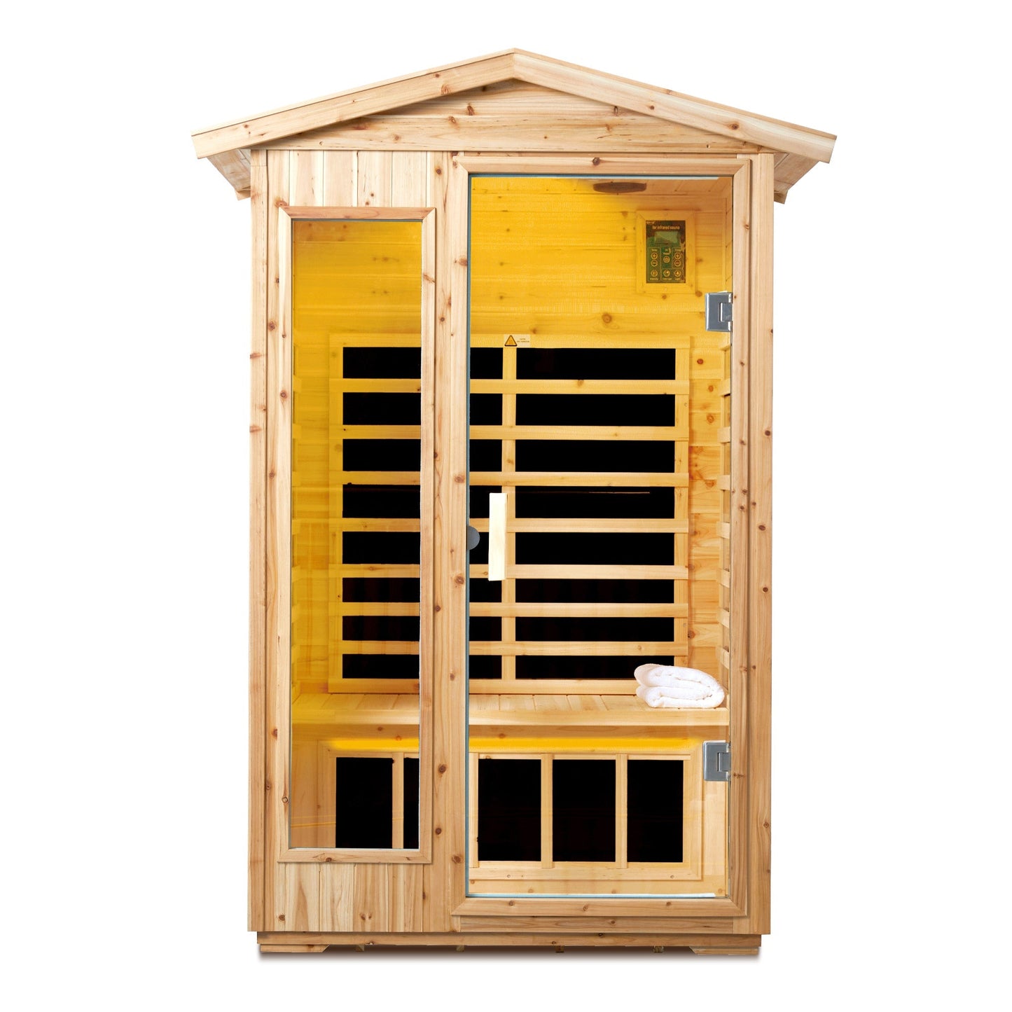 2-Person Outdoor Far Infrared Sauna – Solid Old Fir Wood | Bluetooth Audio | 120V