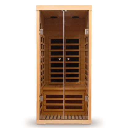 1-Person Luxury Low EMF Far Infrared Sauna | Canadian Hemlock | Double Glass Doors | Bluetooth &amp; App Control