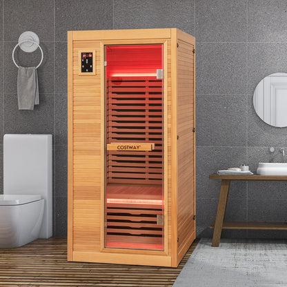 1-Person Canadian Hemlock Far Infrared Sauna | Bluetooth | Oxygen Ionizer | 120V