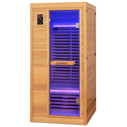 1-Person Canadian Hemlock Far Infrared Sauna | Bluetooth | Oxygen Ionizer | 120V