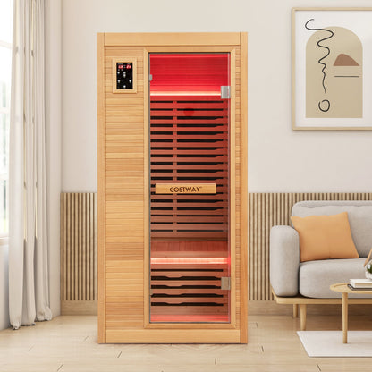 1-Person Canadian Hemlock Far Infrared Sauna | Bluetooth | Oxygen Ionizer | 120V