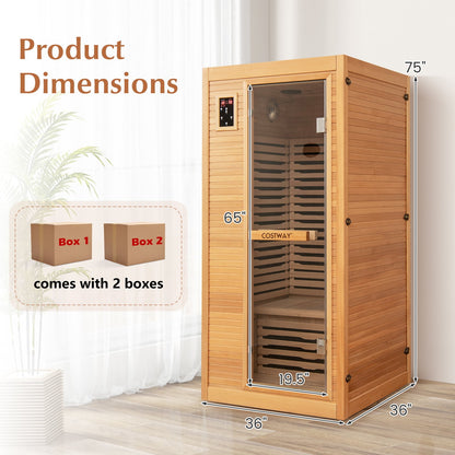 1-Person Canadian Hemlock Far Infrared Sauna | Bluetooth | Oxygen Ionizer | 120V