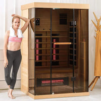 Infrared Sauna Built for Daily Wellness, 2000W Heat, Low EMF Design, Panoramic Glass View